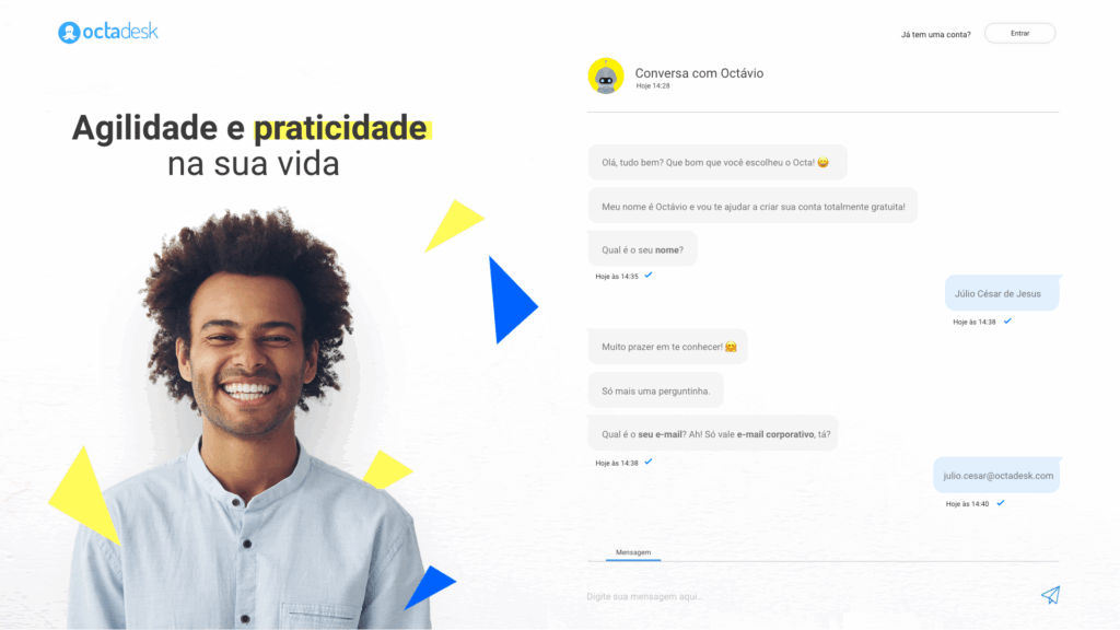 Design de interface desktop para o chatbot da Octadesk